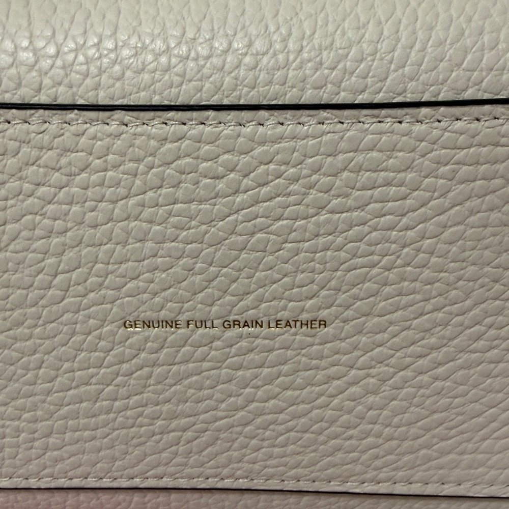 Coach White Pebbled Leather Tote with Taupe Logo and Trim - Picture 6 of 12